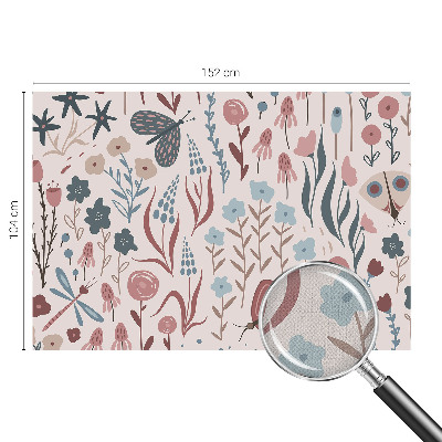 Mural de pared con estampado hermoso Flores insectos