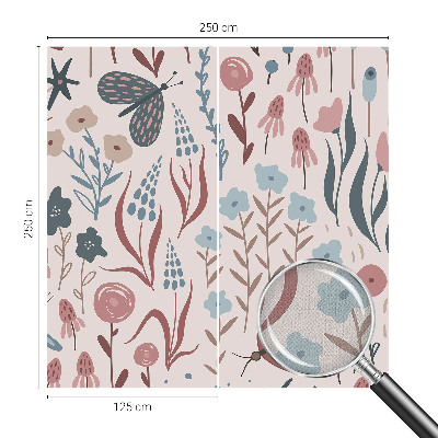 Mural de pared con estampado hermoso Flores insectos