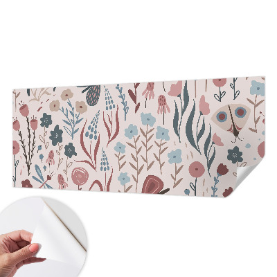 Mural de pared con estampado hermoso con motivo de flores e insectos
