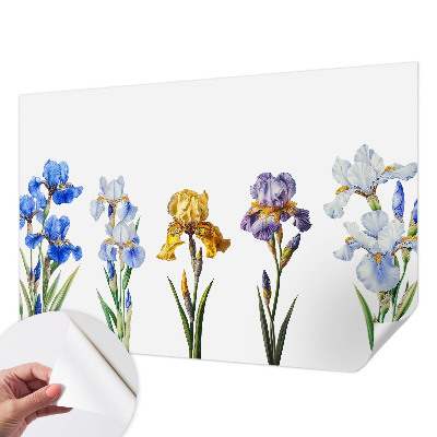 Papel mural con patrón decorativo con diseño de flores de iris