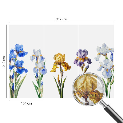 Papel mural con patrón decorativo con diseño de flores de iris