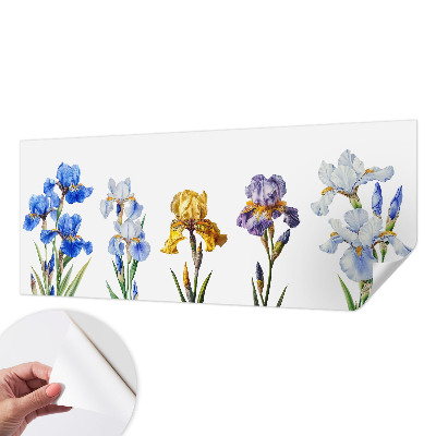 Papel mural con patrón decorativo con diseño de flores de iris