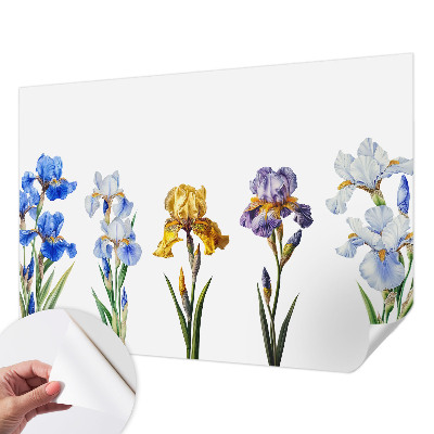 Papel mural con patrón decorativo con diseño de flores de iris