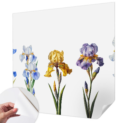 Papel mural con patrón decorativo con diseño de flores de iris