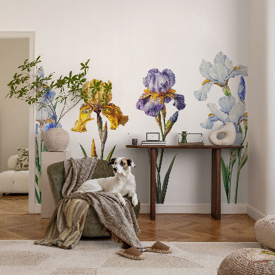 Papel mural con patrón decorativo flores de iris