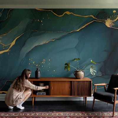 Papel mural texturado decorativo abstracción azul oscuro