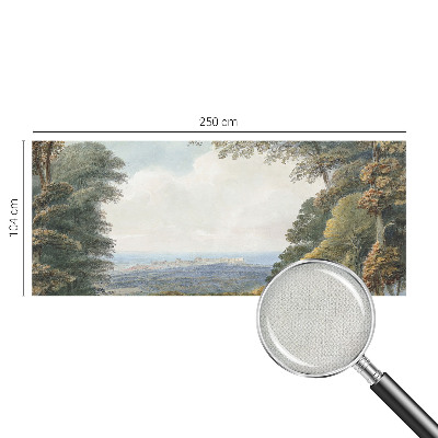 Papel mural con patrón decorativo paisaje boscoso