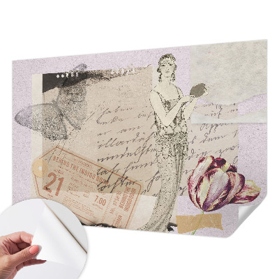 Mural de pared con estampado hermoso Collage nostálgico