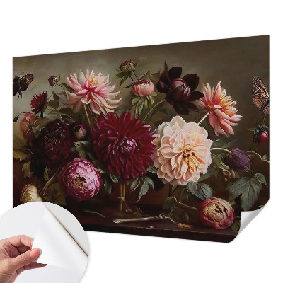 Papel mural con patrón decorativo con motivo floral majestuoso