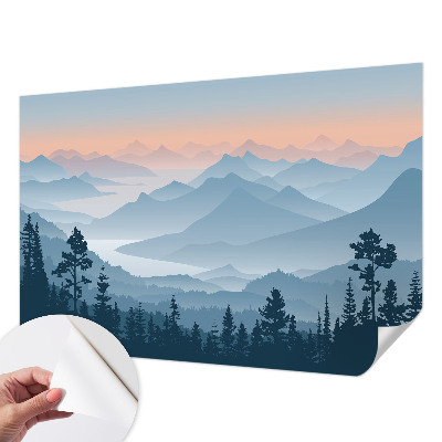Fotomural decorativo para cabecero de cama con un panorama de montaña
