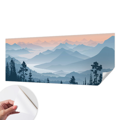 Fotomural decorativo para cabecero de cama con un panorama de montaña