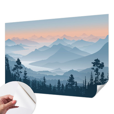 Fotomural decorativo para cabecero de cama con un panorama de montaña