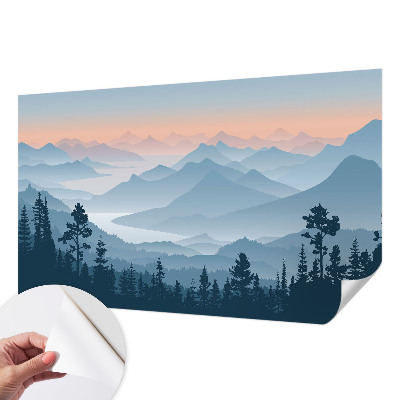 Fotomural decorativo para cabecero de cama con un panorama de montaña