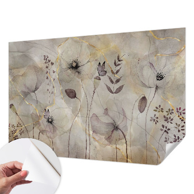 Papel mural con patrón decorativo con un motivo de flores delicadas