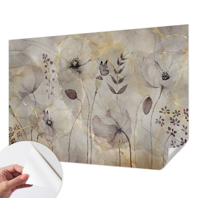 Papel mural con patrón decorativo con un motivo de flores delicadas