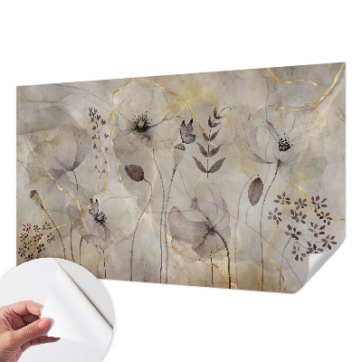 Papel mural con patrón decorativo con un motivo de flores delicadas