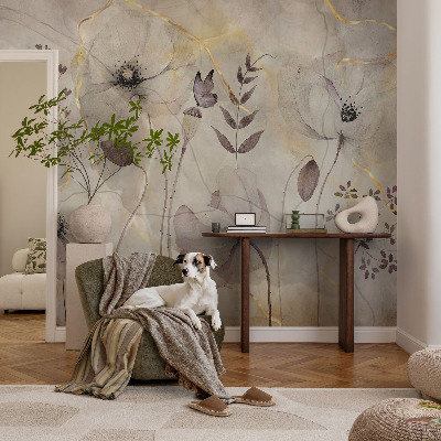 Papel mural con patrón decorativo Flores delicadas