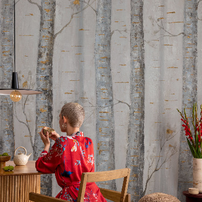 Mural de pared con estampado hermoso Abedules