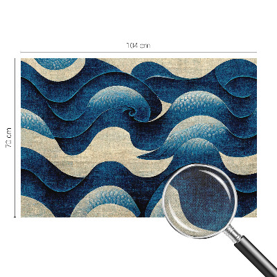 Papel mural texturado decorativo con diseño de olas azules