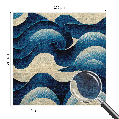 Papel mural texturado decorativo con diseño de olas azules