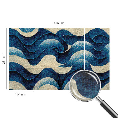 Papel mural texturado decorativo con diseño de olas azules