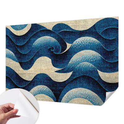Papel mural texturado decorativo con diseño de olas azules
