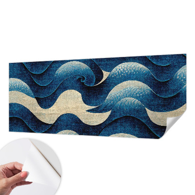 Papel mural texturado decorativo con diseño de olas azules