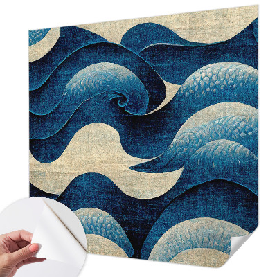 Papel mural texturado decorativo con diseño de olas azules