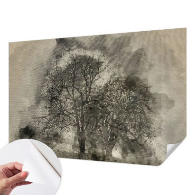 Papel mural con patrón decorativo con diseño de árboles misteriosos