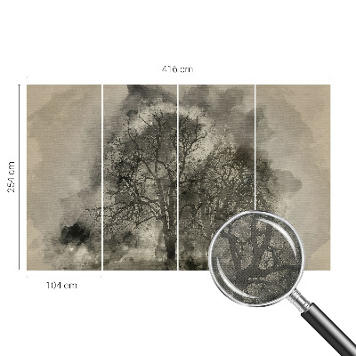 Papel mural con patrón decorativo con diseño de árboles misteriosos