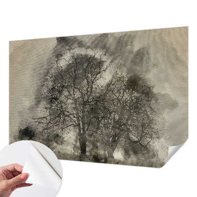 Papel mural con patrón decorativo con diseño de árboles misteriosos