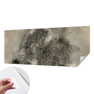 Papel mural con patrón decorativo con diseño de árboles misteriosos