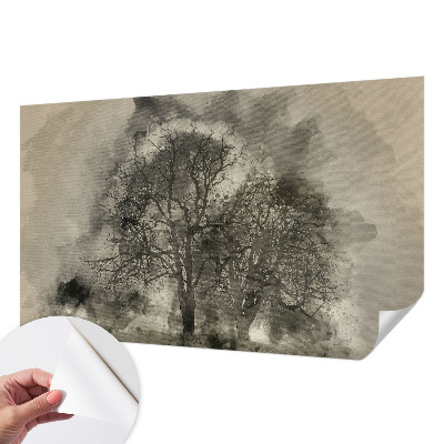 Papel mural con patrón decorativo con diseño de árboles misteriosos