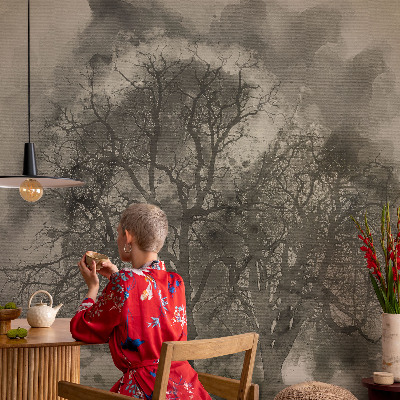 Papel mural con patrón decorativo Árboles misteriosos