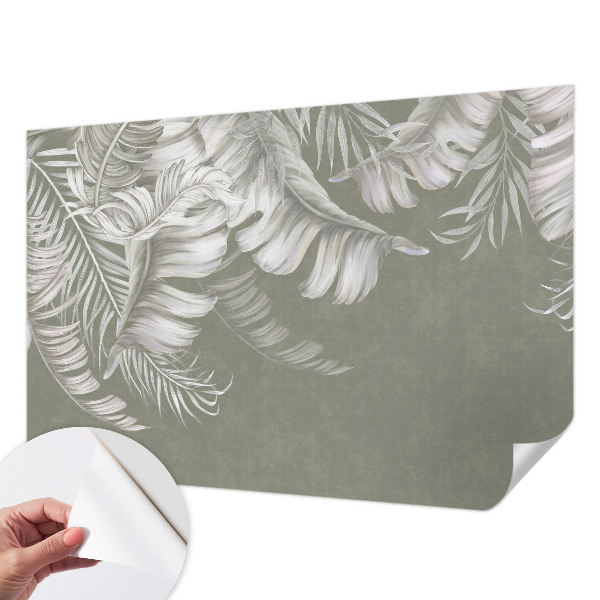 Fotomural decorativo para cabecero de cama con hojas delicadas como motivo