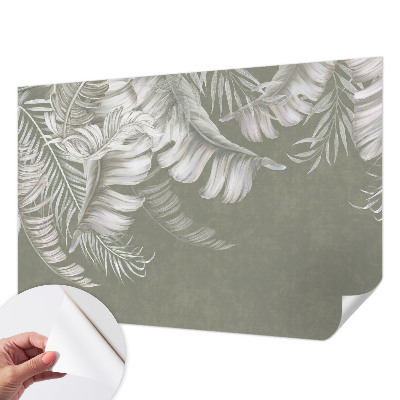 Fotomural decorativo para cabecero de cama con hojas delicadas como motivo