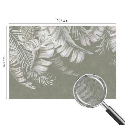Fotomural decorativo para cabecero de cama con hojas delicadas como motivo
