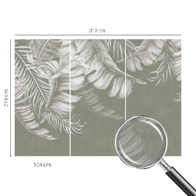 Fotomural decorativo para cabecero de cama con hojas delicadas como motivo