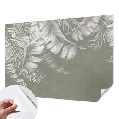 Fotomural decorativo para cabecero de cama con hojas delicadas como motivo