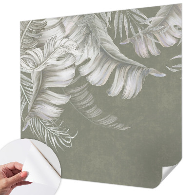 Fotomural decorativo para cabecero de cama con hojas delicadas como motivo