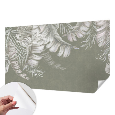 Fotomural decorativo para cabecero de cama con hojas delicadas como motivo