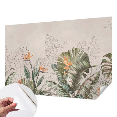Papel mural texturado decorativo con estampado de flores tropicales