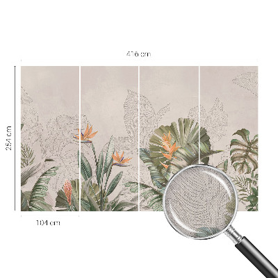 Papel mural texturado decorativo con estampado de flores tropicales