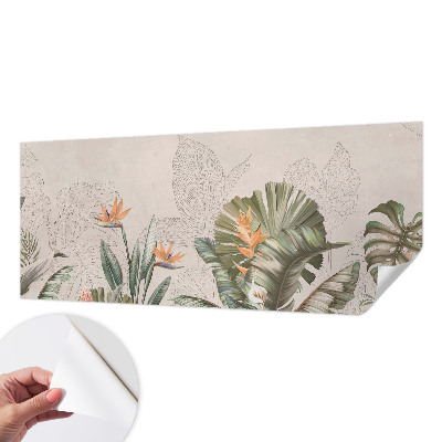 Papel mural texturado decorativo con estampado de flores tropicales