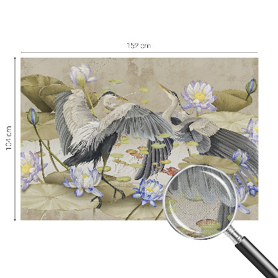 Fotomural decorativo para cabecero de cama Pájaros y lirios