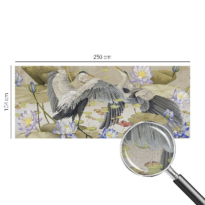 Fotomural decorativo para cabecero de cama Pájaros y lirios