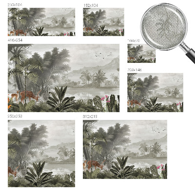 Papel mural con patrón decorativo oasis tropical