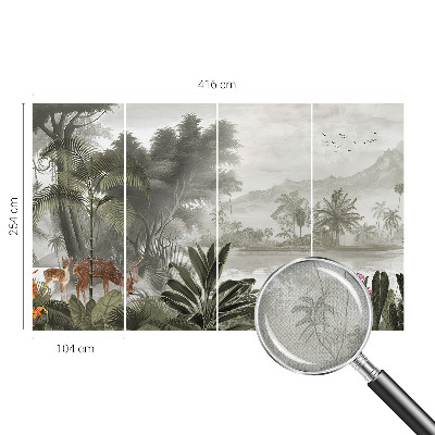 Papel mural con patrón decorativo oasis tropical