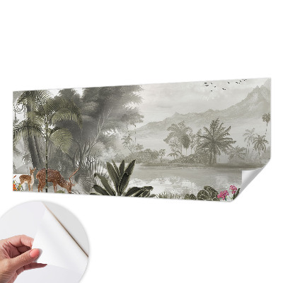 Papel mural con patrón decorativo oasis tropical