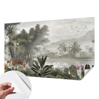 Papel mural con patrón decorativo oasis tropical